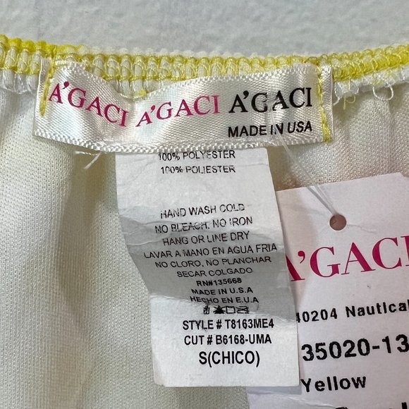 A'Gaci Yellow Striped Crop Top Size S NWT - Picture 3 of 3